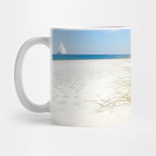 Beautiful White Sandy Beach with blue sky Mug